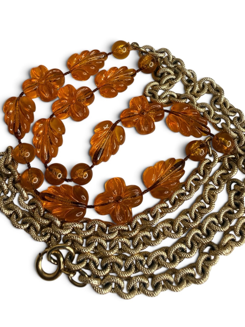 Vintage 1970s Sarah Coventry “Holiday Garden” Faux Amber Necklace - Picture 12 of 14